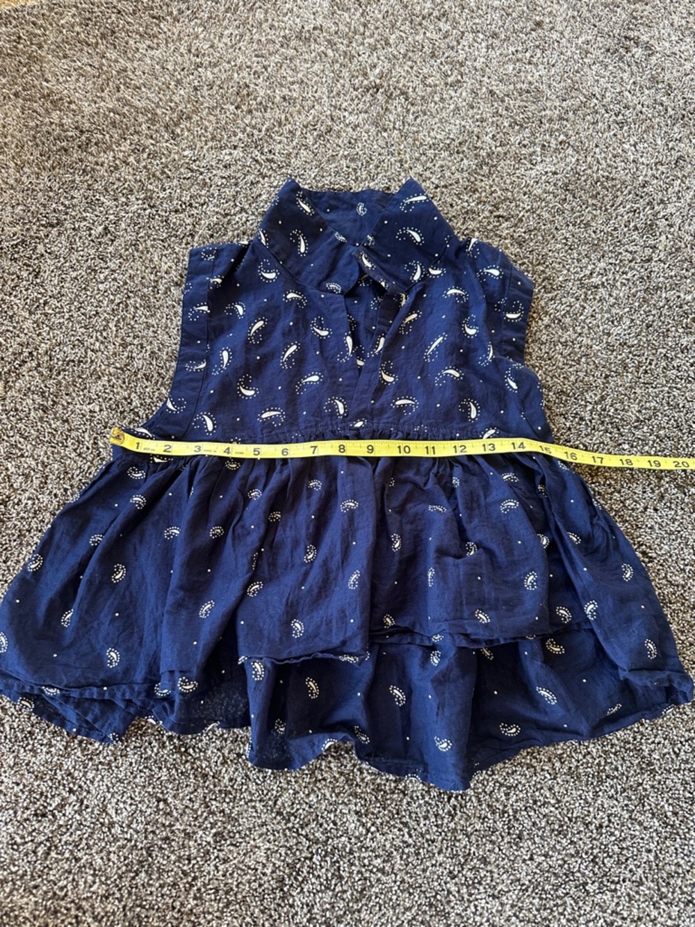 Source Unknown Navy Paisley Tiered Sleeveless Blouse - Picture 2 of 5